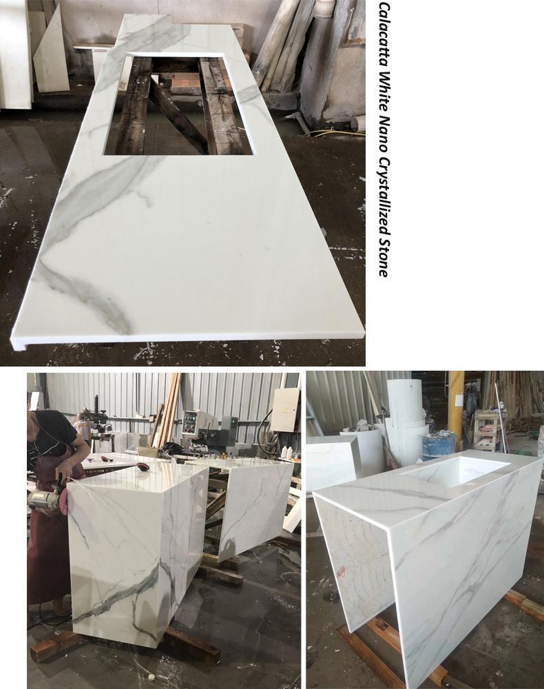 Calacatta Marble Nano Glass Stone Counter top(001)