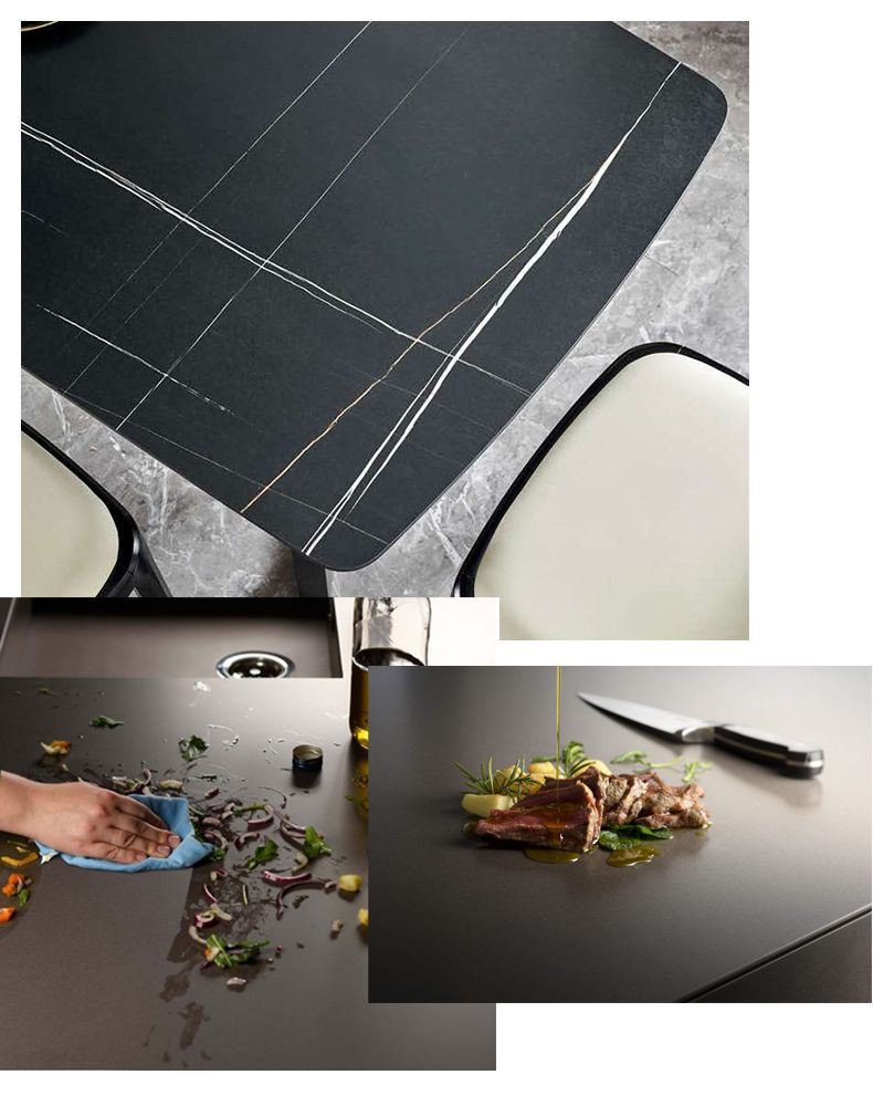 Polished Black Sintered Stone Table Tops