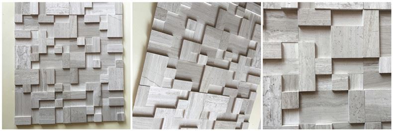 Grey Wooden Marble 3D Mosaic