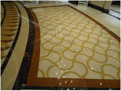 Picture 7 - Black And Gold Marble Parquet Flooring With Marble Border