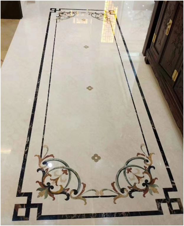 Picture 10 - Beige Marble Parquet Floor With Black Marble Border