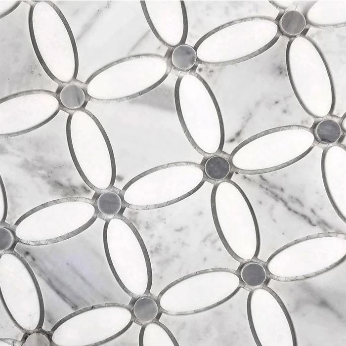 calacatta white marble flower pattern mosaic tile