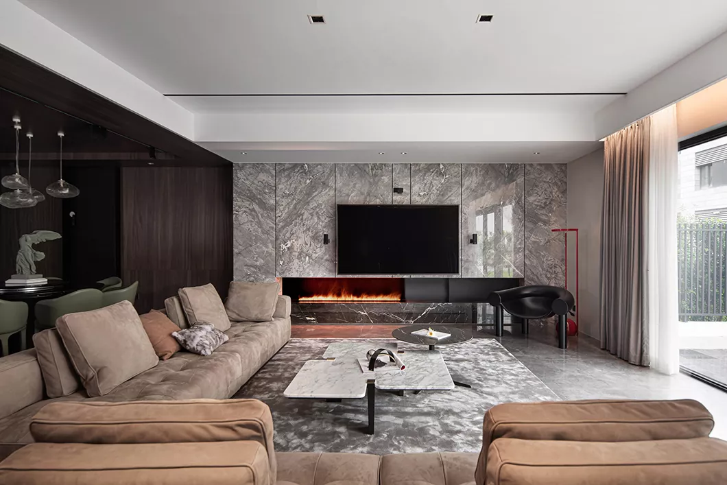 Grey Marble Living Room Wall Panel Tiles
