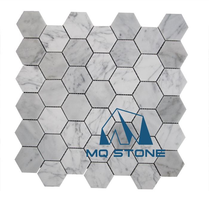 carrara bianco hexagon mosaic