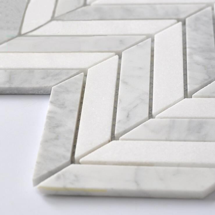 White Marble herringbone mosaic design