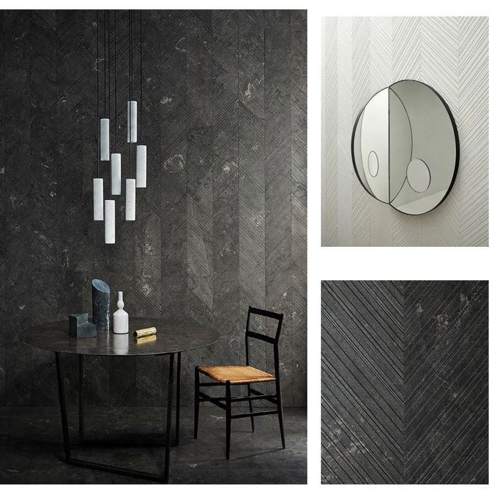 Geometric Pattern Stone Black Marble Tiles