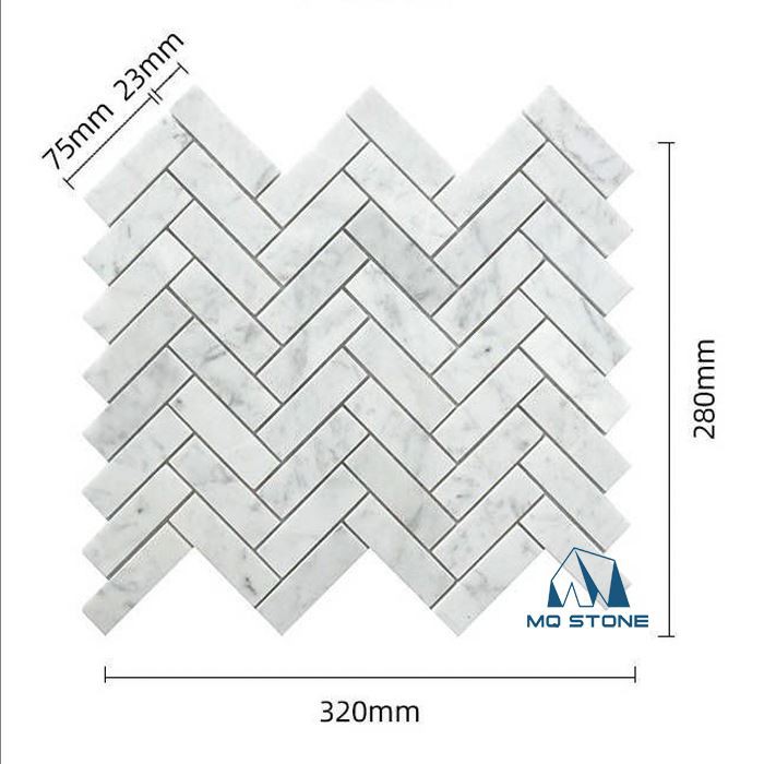 carrara herringbone mosaic tile