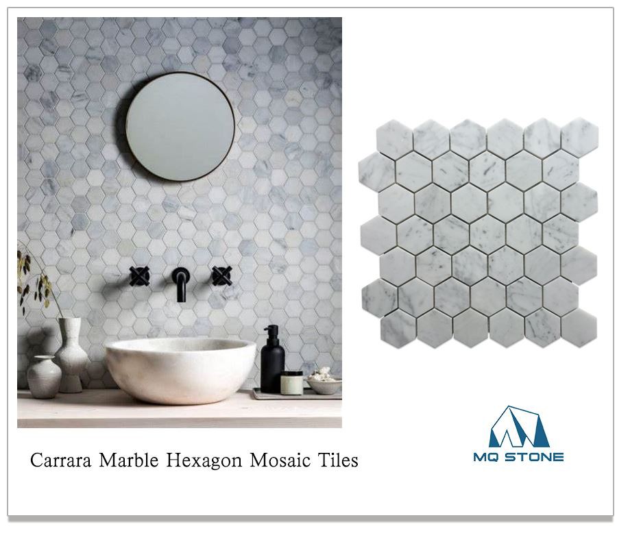 Carrara Marble Hexagon Mosaic Tiles