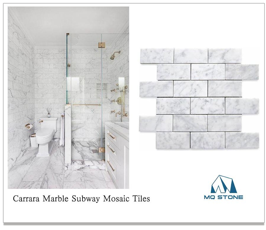Carrara Marble Subway Mosaic Tiles