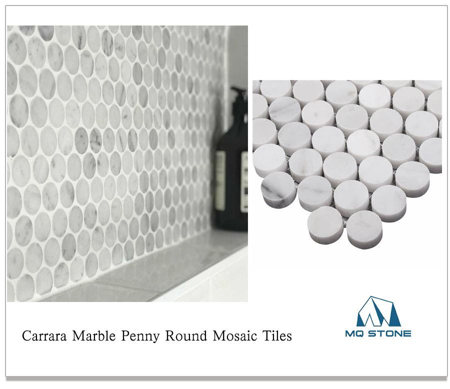 Carrara Marble Penny Round Mosaic Tiles