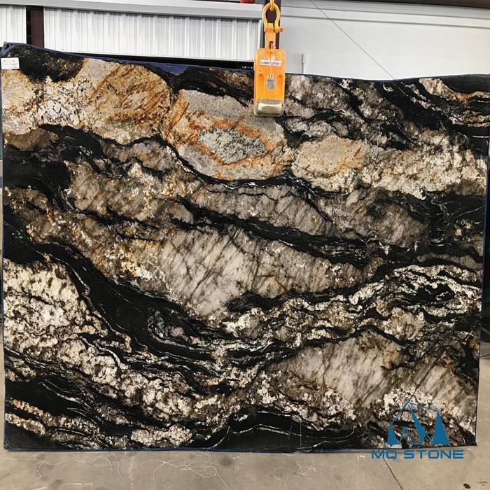 black granite with gold flakes natural slabs