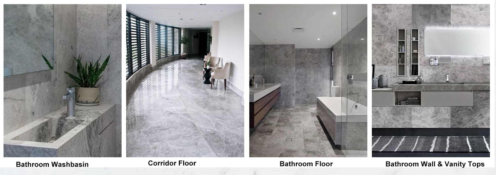 Tundra Grey Marble Tiles Designs