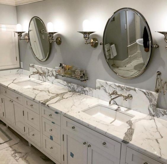 Calacatta Marble Double Sink Vanity Tops