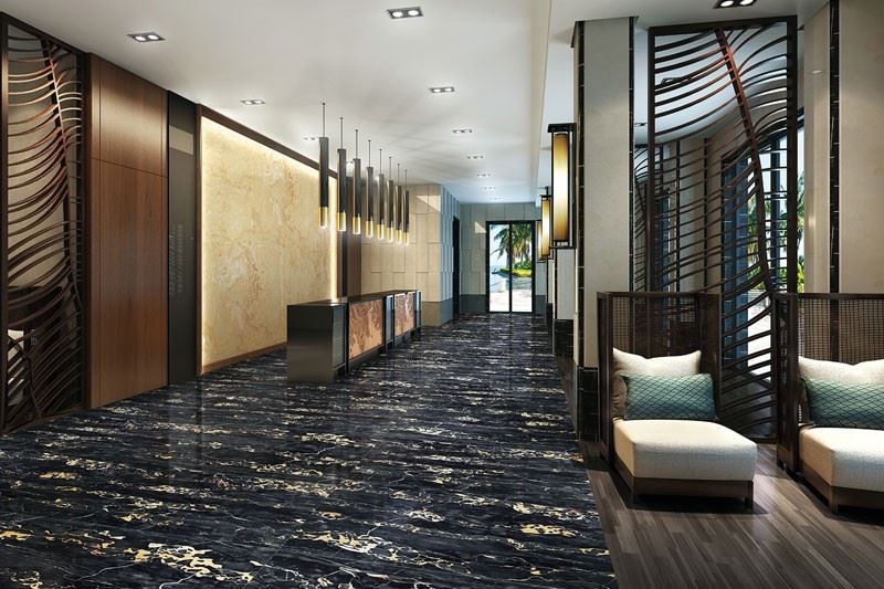 Nero Portoro Marble Hotel Lobby Floor