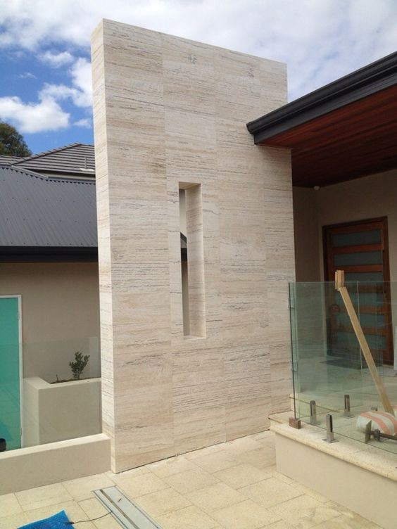 Beige Travertine Villa Exterior Wall