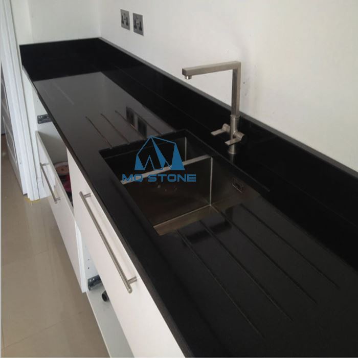 Natural Mongolia black granite kitchen counter topse