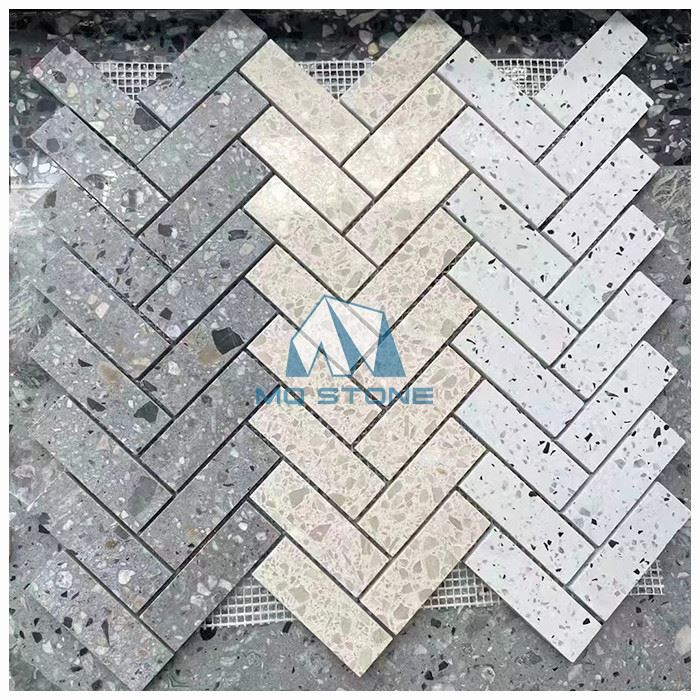 Terrazzo Herringbone Mosaic Wall Tiles