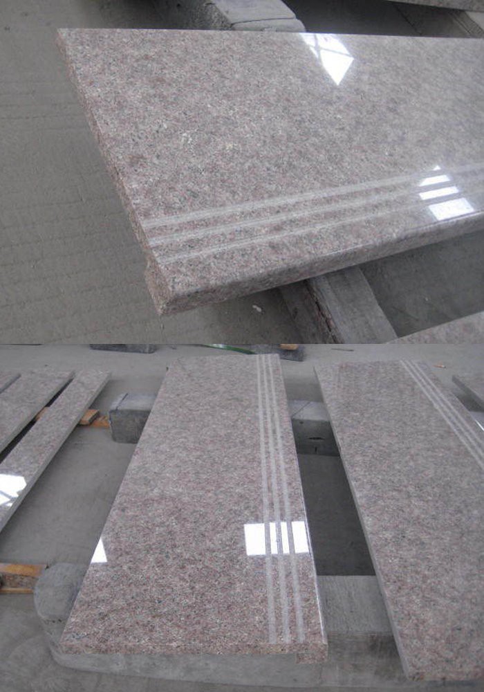 almond mauve granite stairs