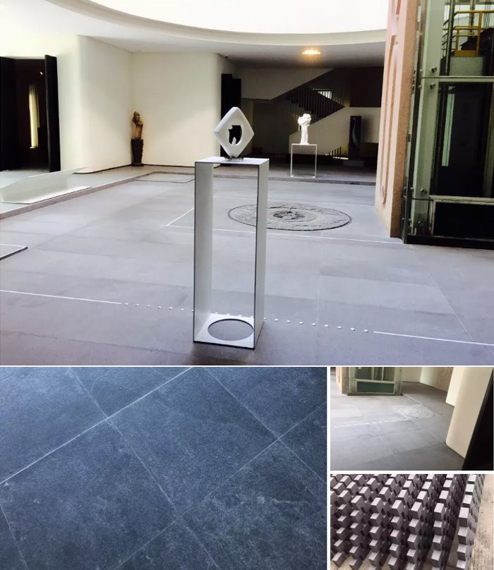 Black granite floor