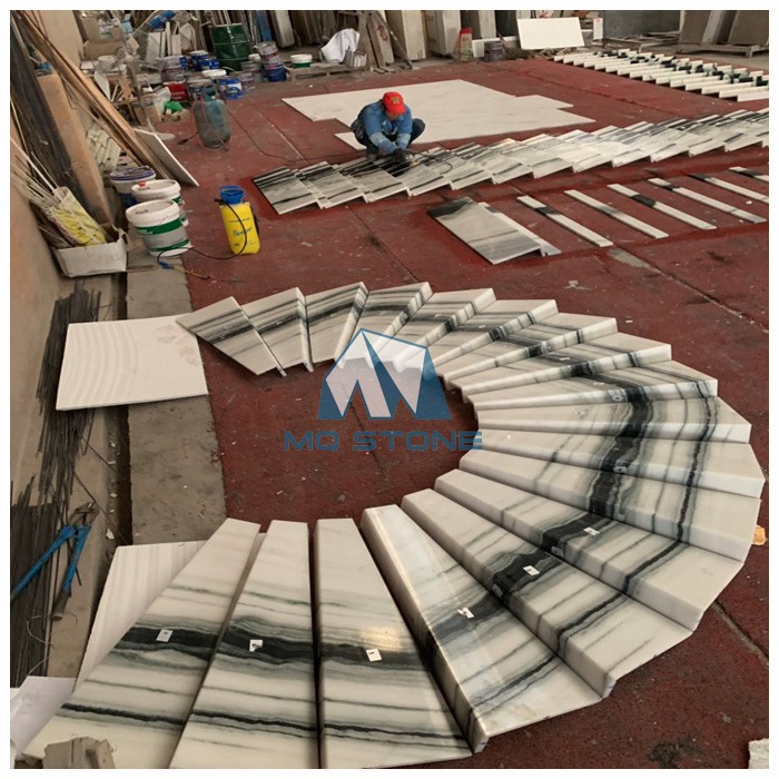 dray lay out panda white marble stairs