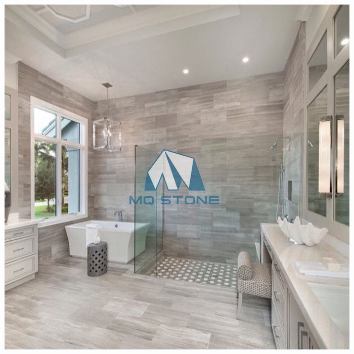White Wood Marble Bathroom Tiles