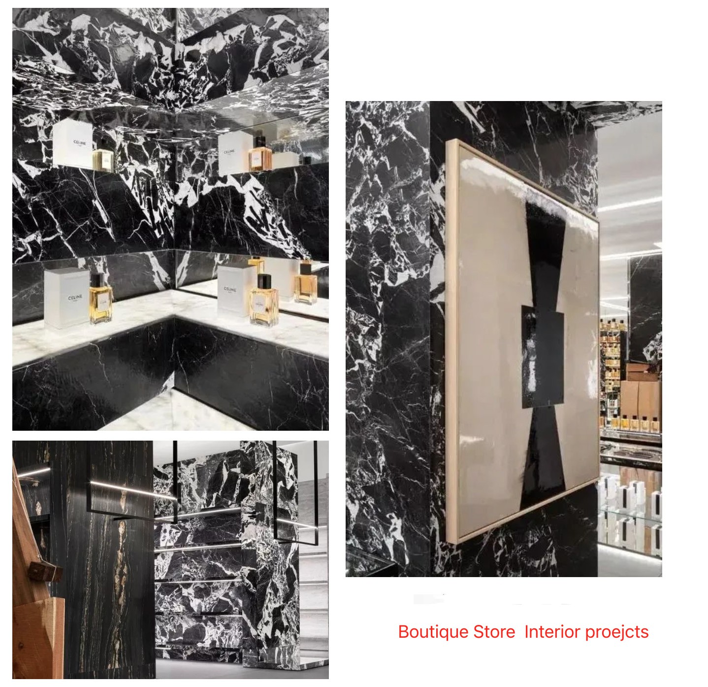 Boutique Brand Stores with Grand Antique Black Marble Tiles 