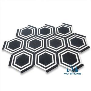 Black and White Marble Hexagon Mosaic Tile