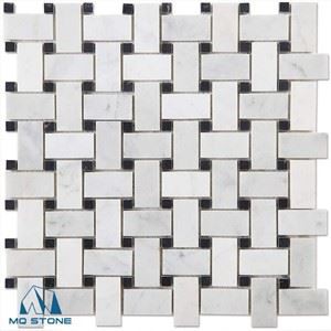 Carrara Marble Basketweave Mosaic Tile