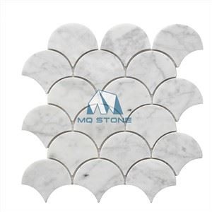 Carrara Marble Fan Mosaic