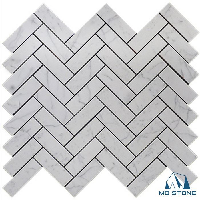 Carrara Marble Herringbone Mosaic Tile