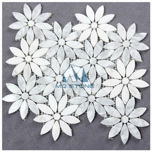 Carrara White Daisy Flower Marble Mosaic Tile