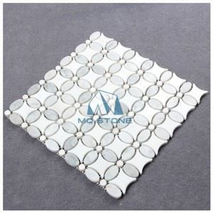 Carrara White Marble Flower Pattern Mosaic