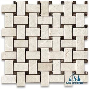Crema Marfil Basketweave Marble Mosaic Tiles