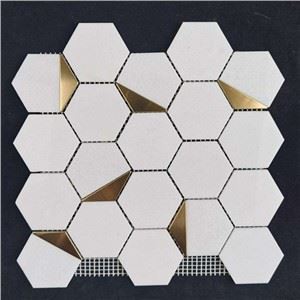 Hexagon Mosaic Marble Floor Tile