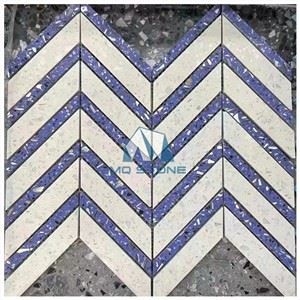Terrazzo Herringbone Mosaic Tiles